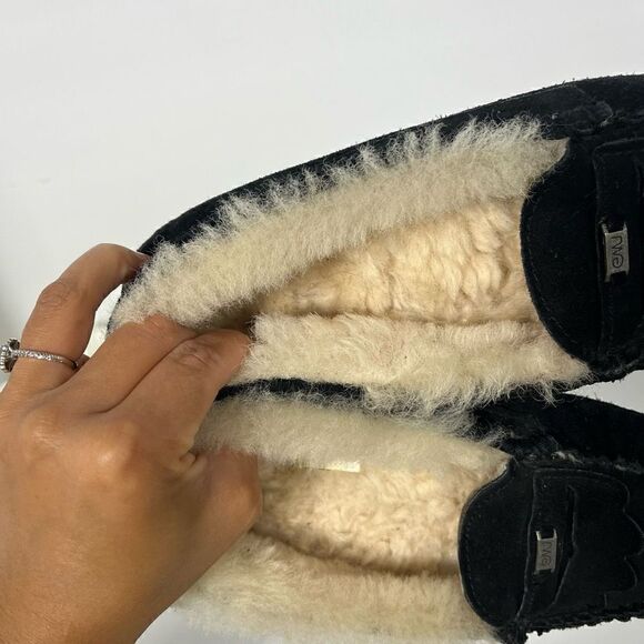 emu Australian Moccasin Womens size 7 Black Shearling lined Slippers - Picture 8 of 14